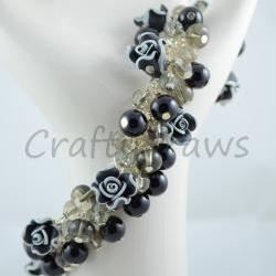 Black Rose Cluster Bracelet